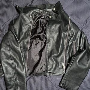forever 21 size m black leather jacket